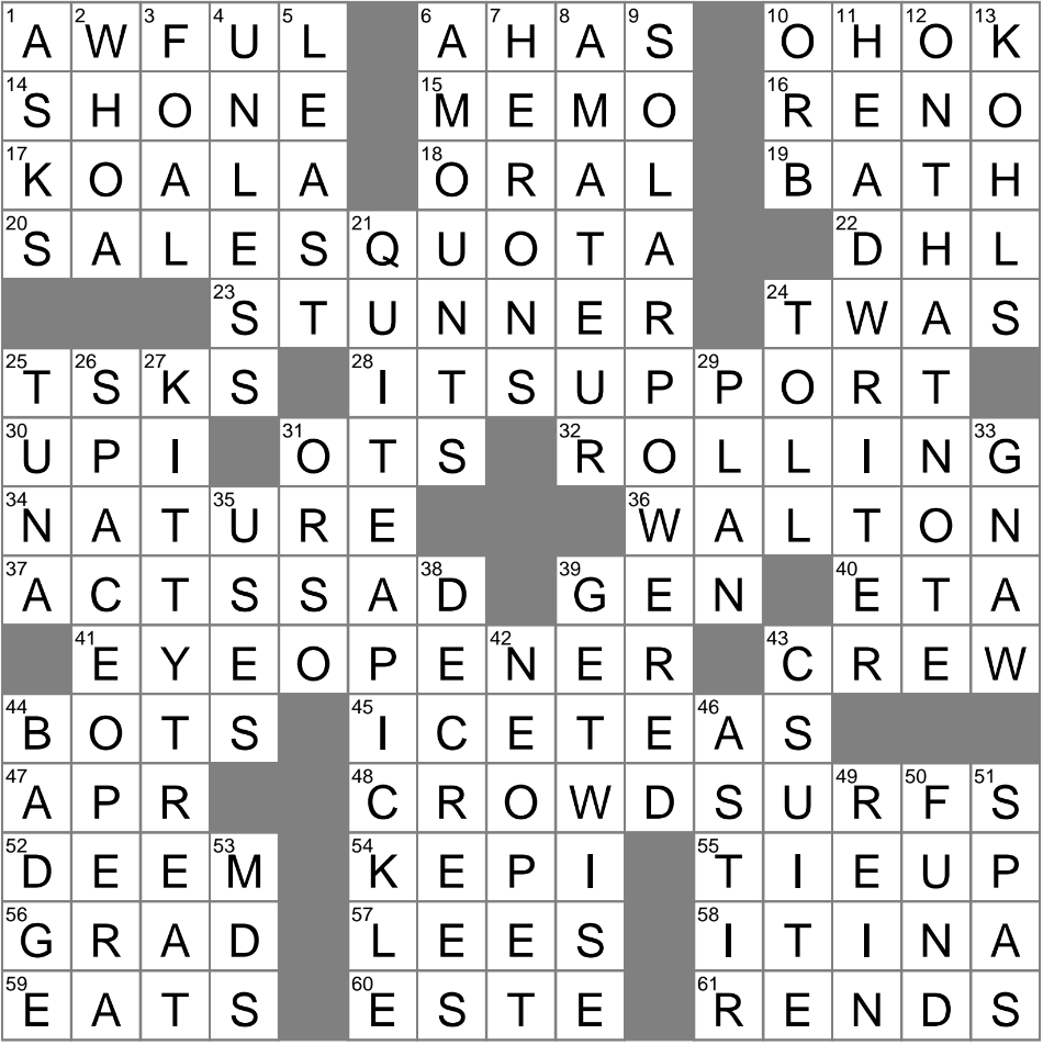 LA Times Crossword 10 Feb 24 Saturday LAXCrossword