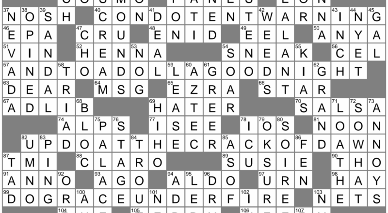 LA Times Crossword 11 Jun 23 Sunday LAXCrossword