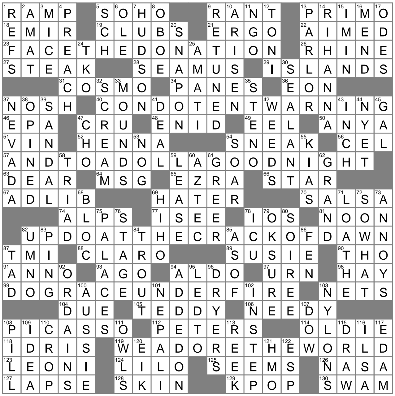 LA Times Crossword 11 Jun 23 Sunday LAXCrossword