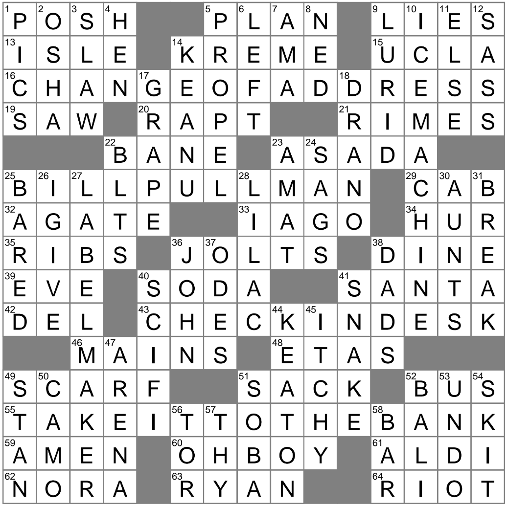 LA Times Crossword 30 Dec 24 Monday LAXCrossword