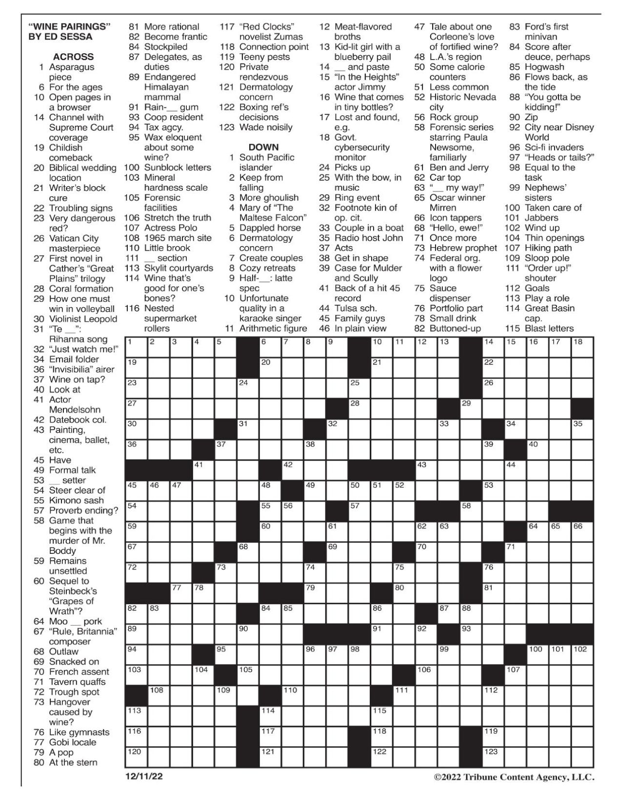 LA Times Crossword Dec 11 2022 Crosswords Yakimaherald LA Times Crossword Dec 11 2022 Crosswords Yakimaherald