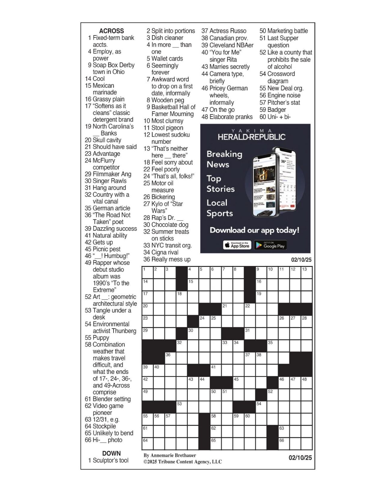 LA Times Crossword Feb 10 2025 Crosswords Yakimaherald