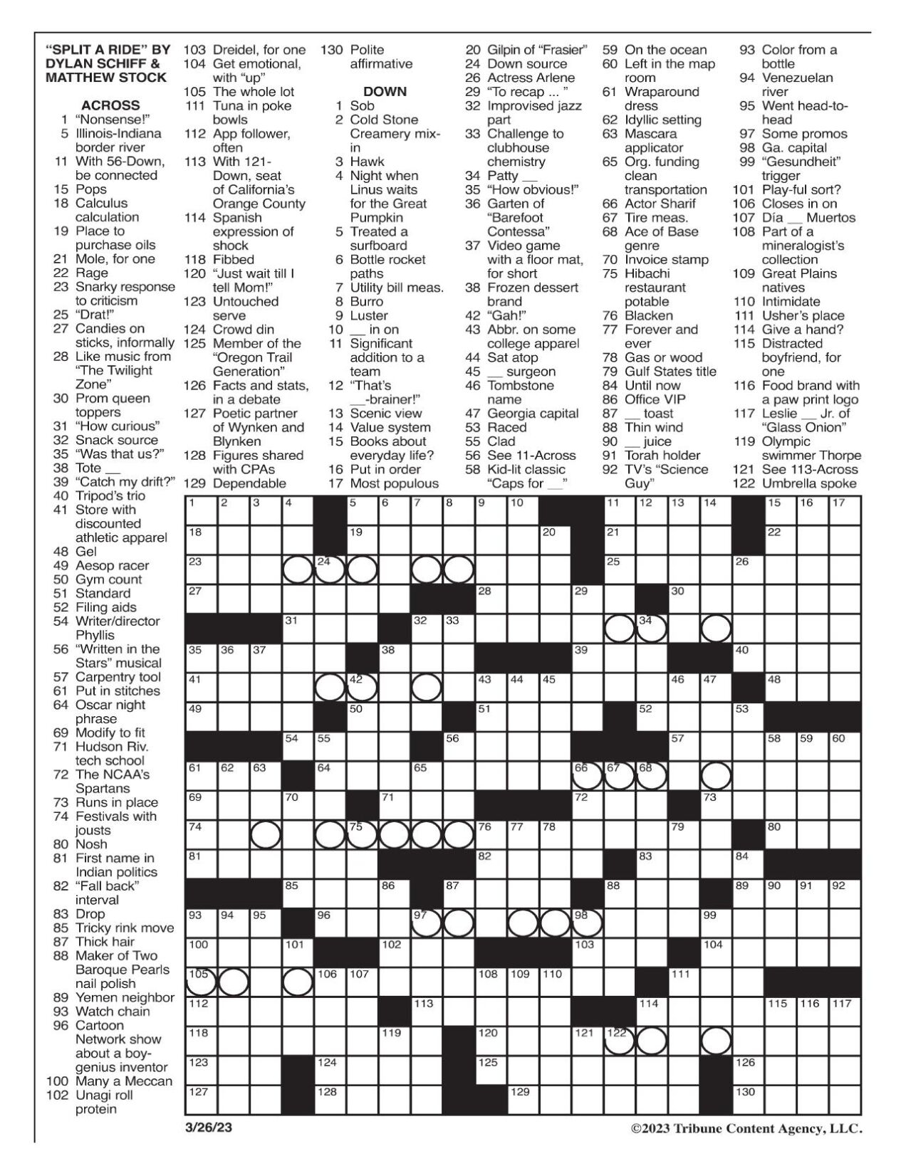 LA Times Crossword March 26 2023 Crosswords Yakimaherald