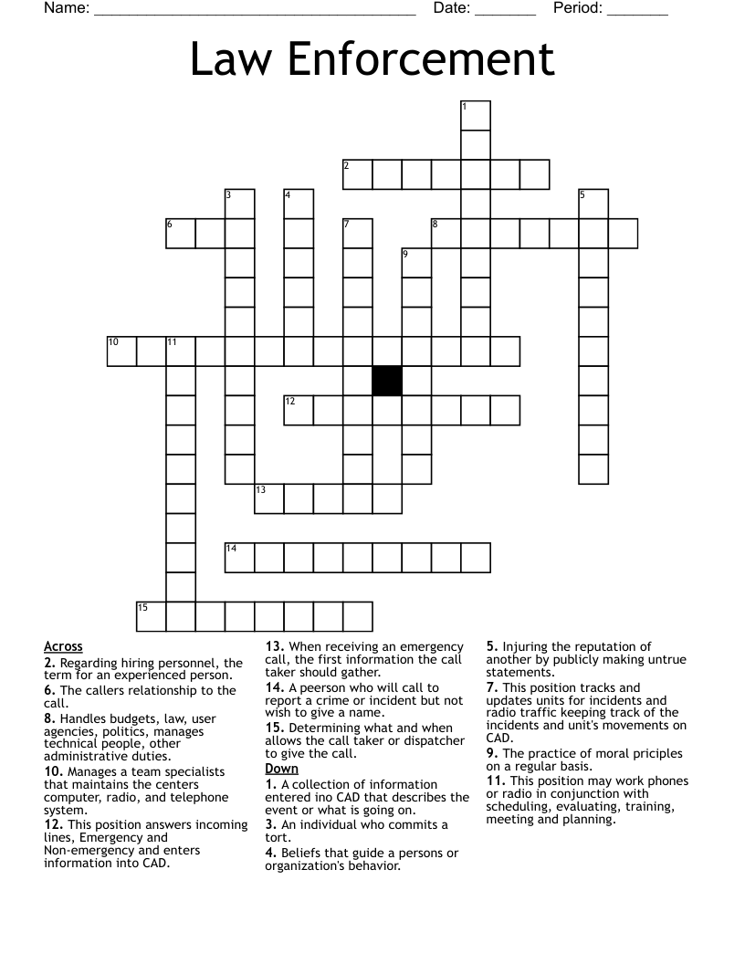 Law Enforcement Crossword WordMint