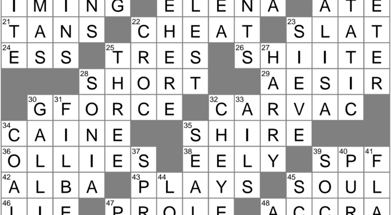 LAXCrossword Answers To The Los Angeles Times Crossword
