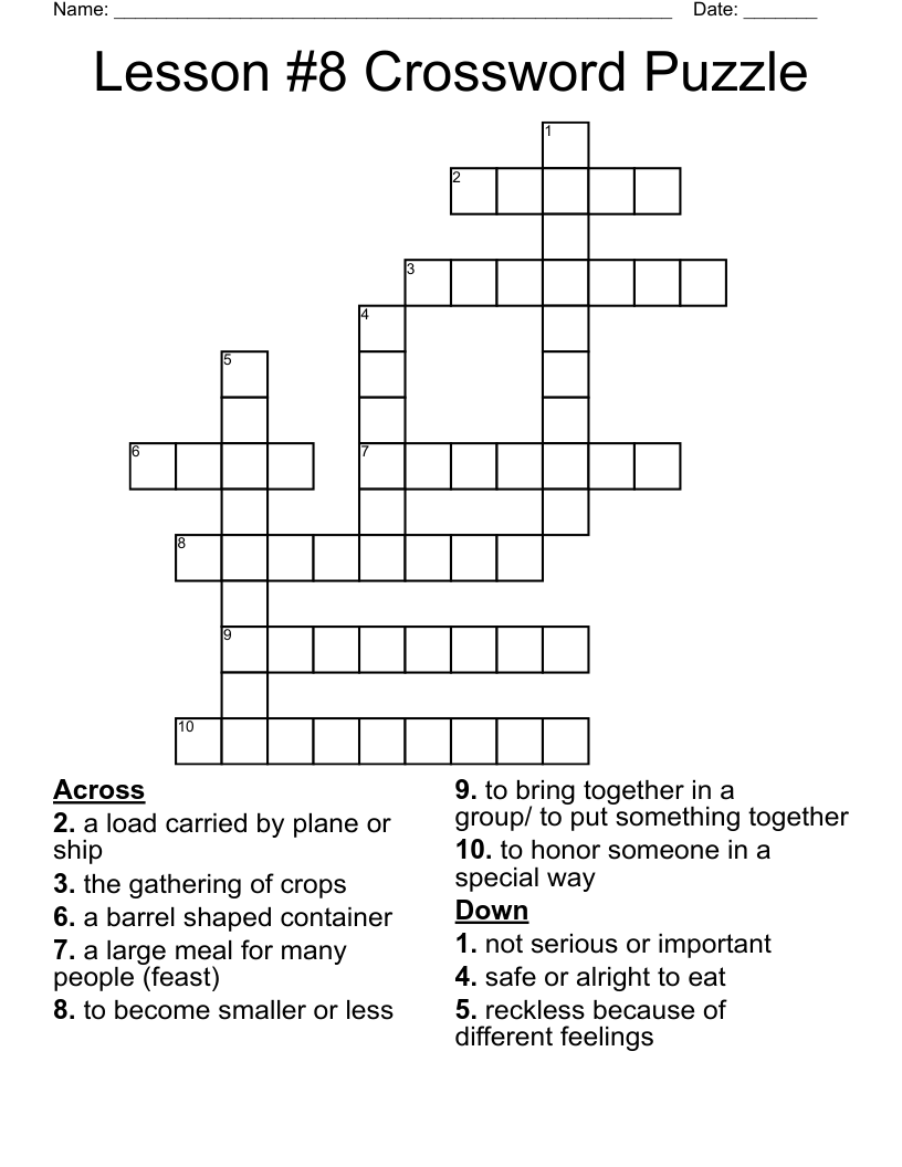 Lesson 8 Crossword Puzzle WordMint Lesson 8 Crossword Puzzle WordMint