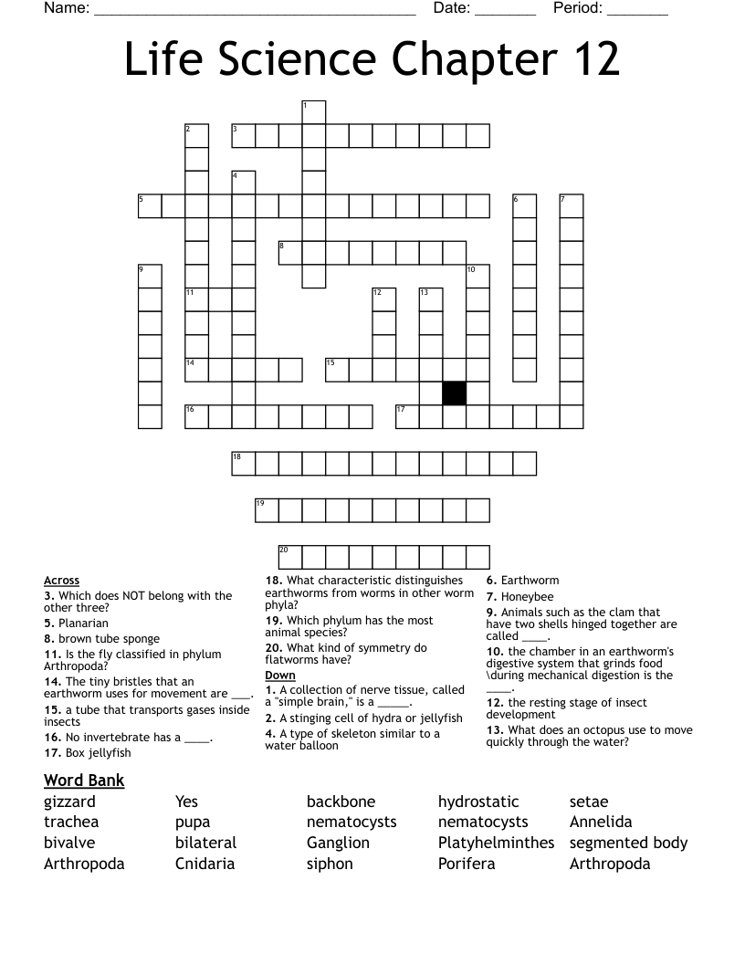Life Science Chapter 12 Crossword WordMint Life Science Chapter 12 Crossword WordMint