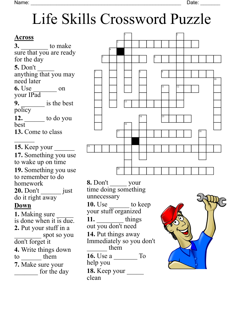 Life Skills Crossword Puzzle WordMint