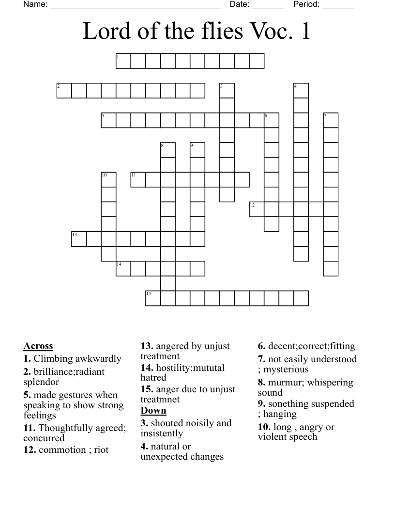 Lord Of The Flies Voc 1 Crossword WordMint