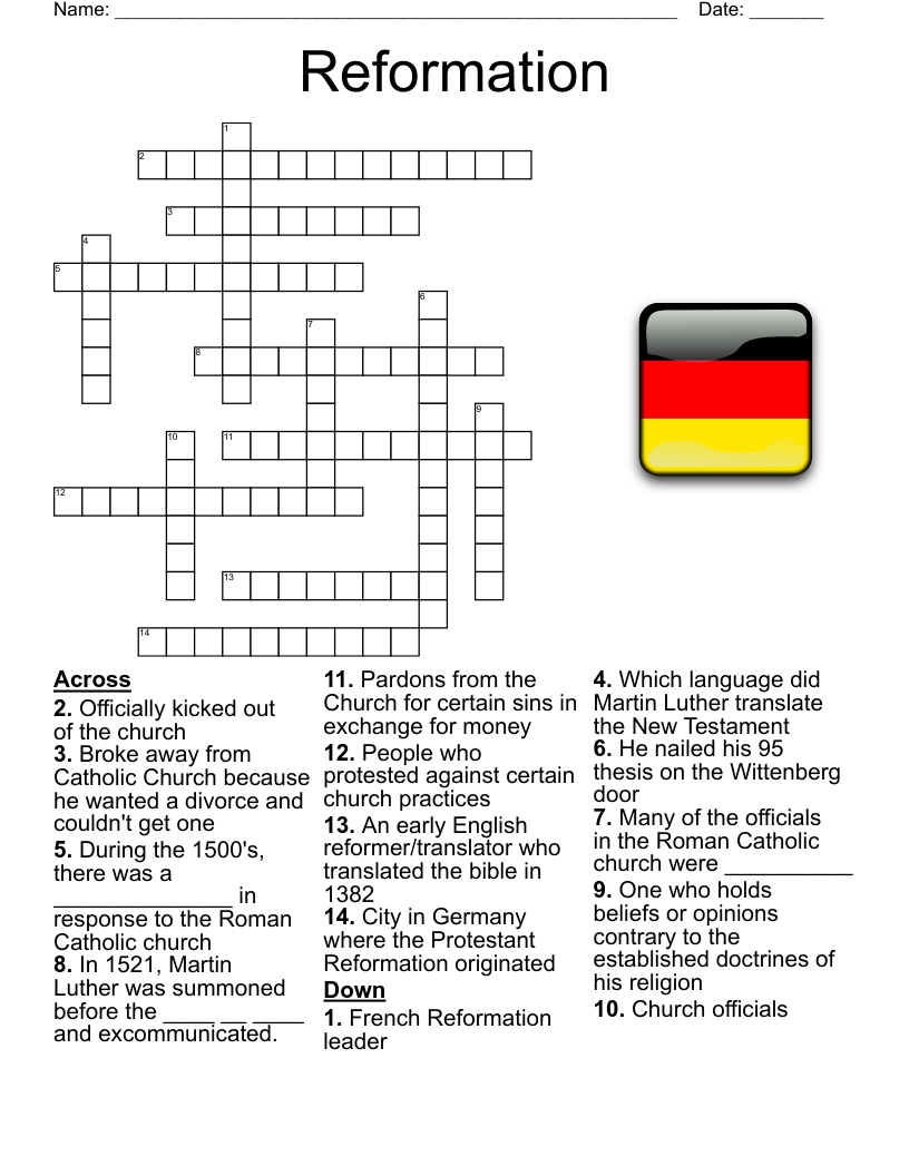 Lutheran Schools Week Words Crossword WordMint
