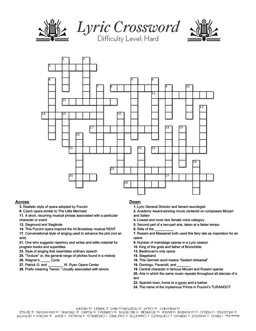 Lyric Opera Of Chicago On X A Roaring Fire A Cup Of Cocoa And An Operatic Crossword Puzzle a Perfect Way To Spend A Chilly Winter Evening Https t co 3wjnnwQ0Fm X