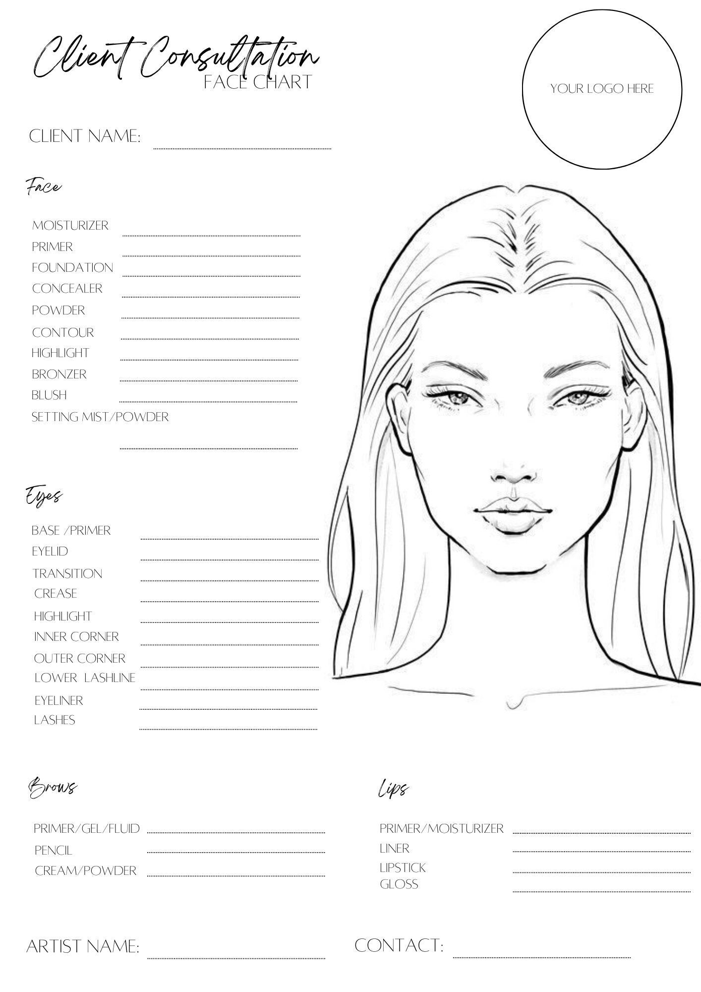 Makeup Face Chart Face Chart Practice Sheets Printable Make Up Practice Sheets Blank Face Chart Printable Blank Make Up Chart Download Etsy Hong Kong