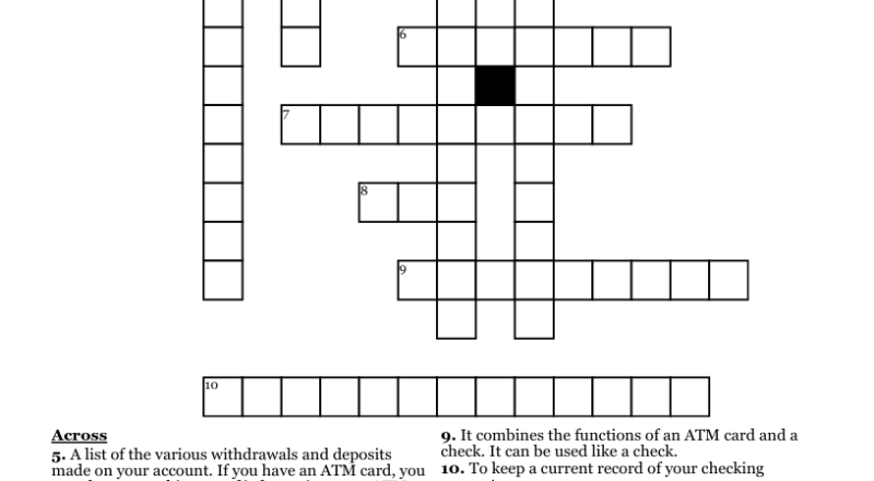 Managing A Checking Account Crossword WordMint