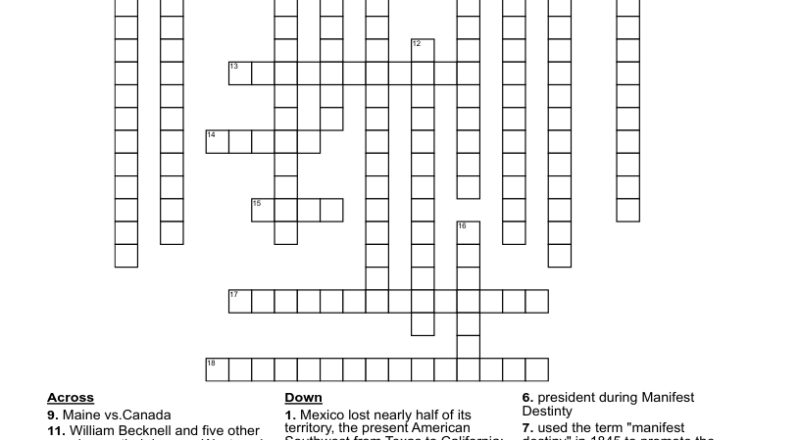 Manifest Destiny Crossword WordMint