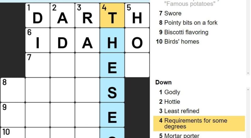 Mini Crossword Free Online Game Denver Post