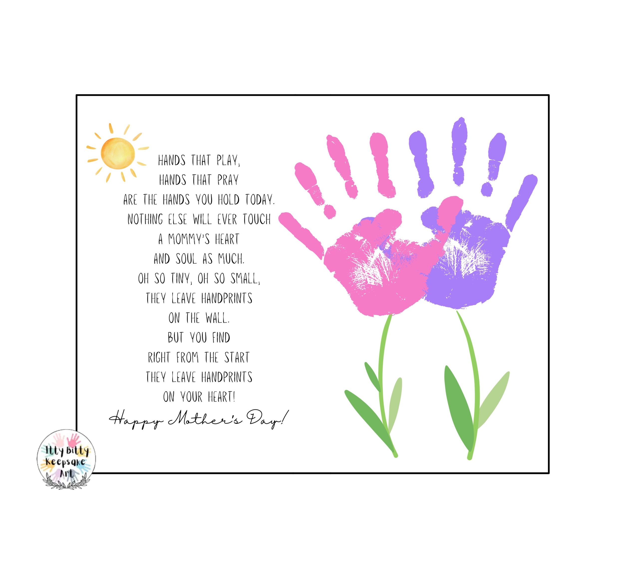 Mother s Day Handprint Craft Printable Template Poem Mother s Day Card Made By Teachers