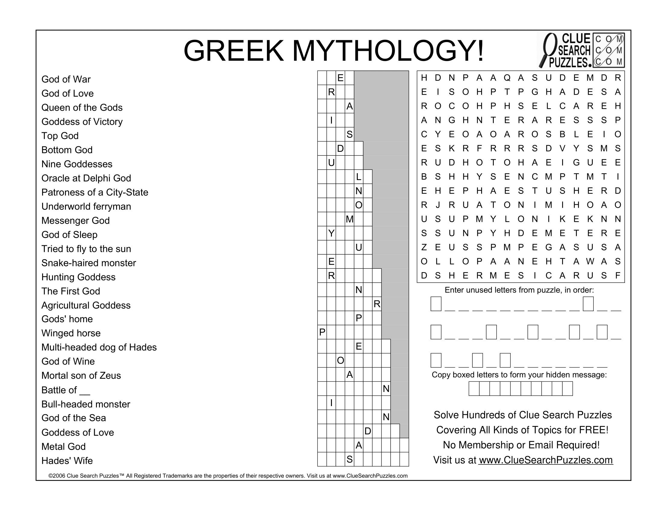 crossword clue greek god of love