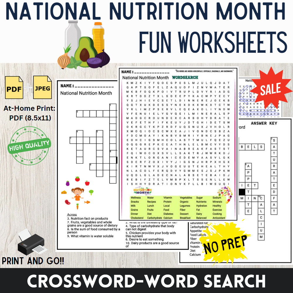 National Nutrition Month Worksheets Word Search And Crossword Puzzle Made By Teachers National Nutrition Month Worksheets Word Search And Crossword Puzzle Made By Teachers
