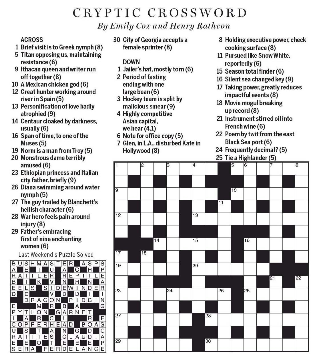 National Post Cryptic Crossword Forum Saturday March 23 2019 It s All A Myth