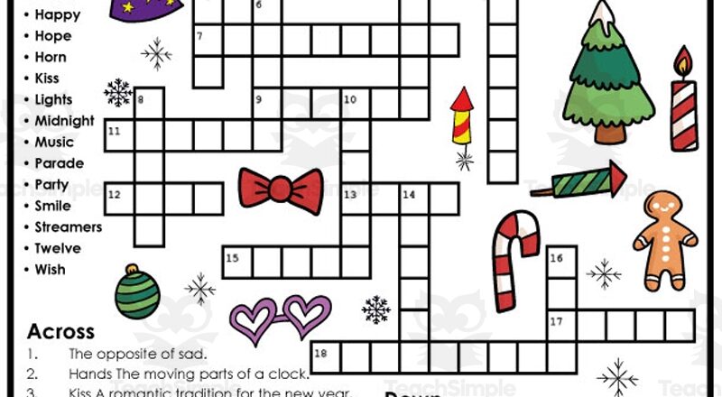 New Year Crossword Puzzles Answers By Teach Simple