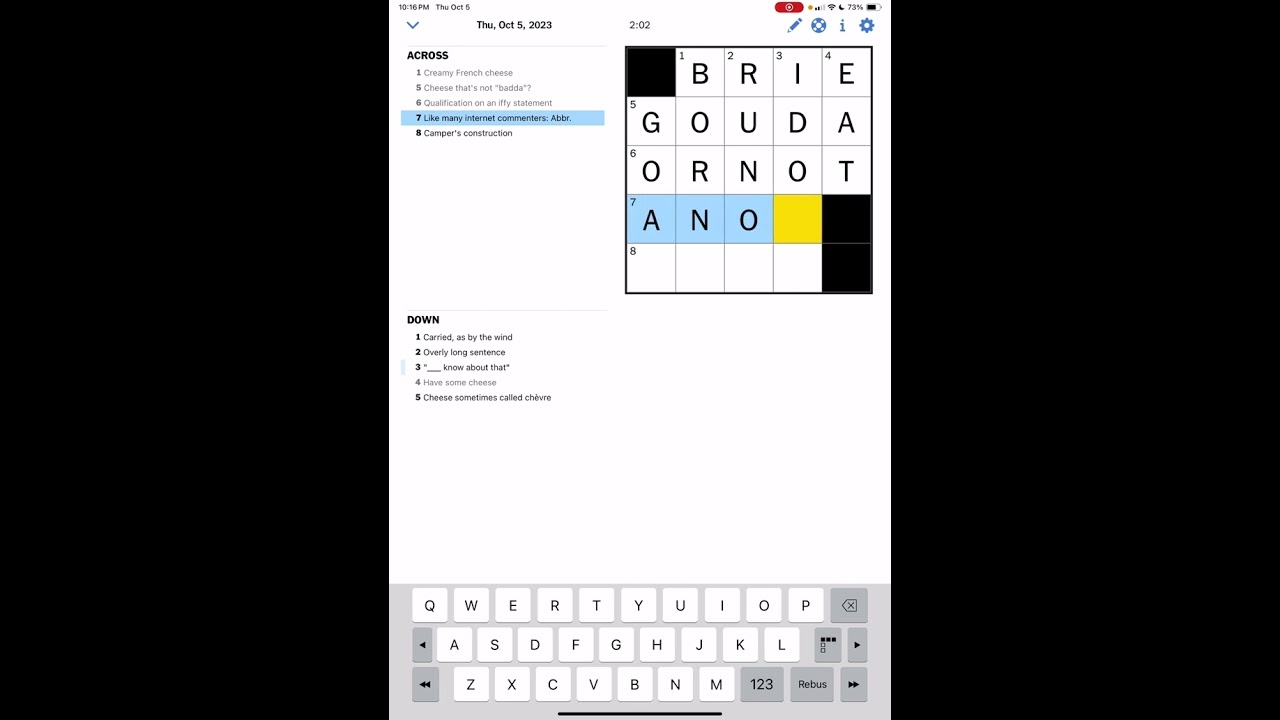New York Times Mini Crossword Puzzle For Thursday October 5 2023 YouTube