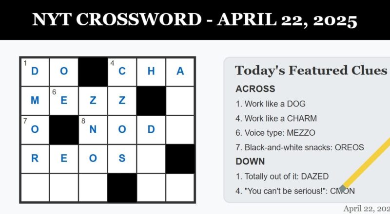 NYT Crossword Solutions April 22 2025 Work Like A DOG And More