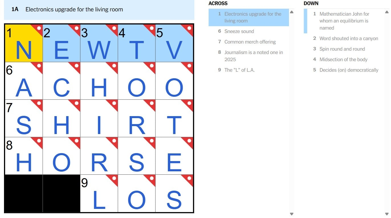 NYT Mini Crossword June 19 2025 What Is Electronics Upgrade For The Living Room Answer H2S Media NYT Mini Crossword June 19 2025 What Is Electronics Upgrade For The Living Room Answer H2S Media