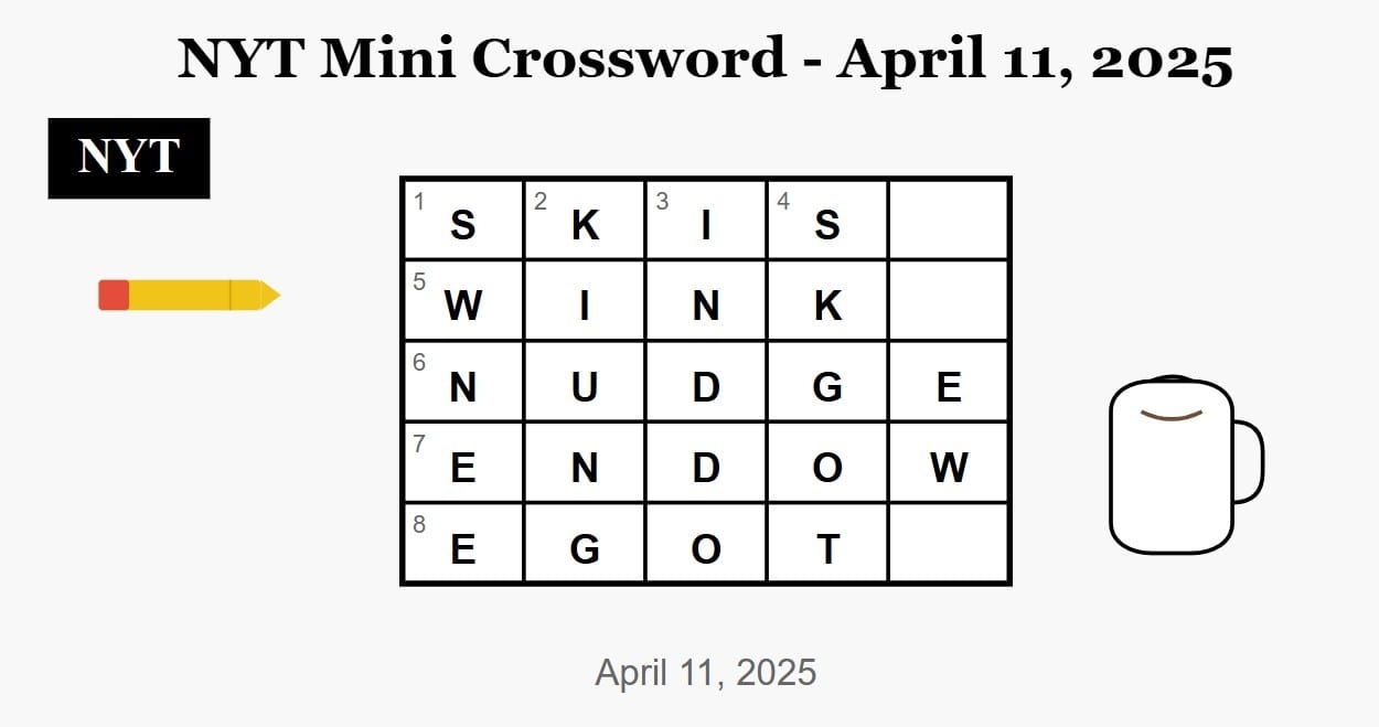 NYT Mini Crossword Solution April 11 2025 Daily Puzzle Tips