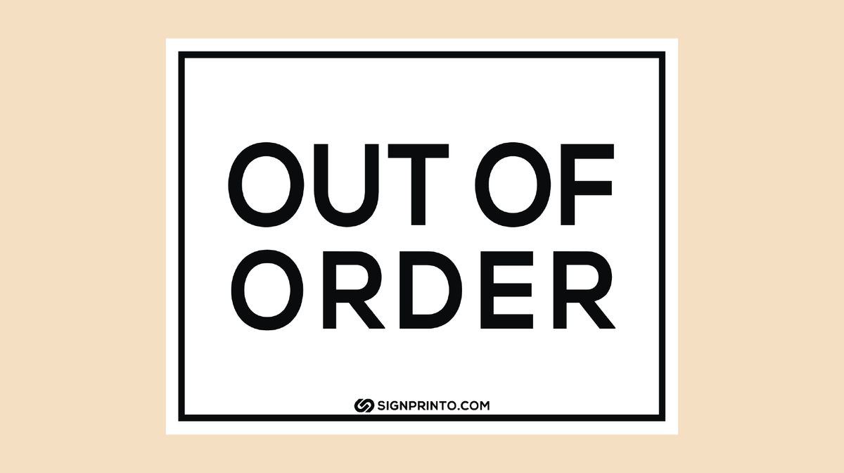 Out Of Order Sign Black And White PDF  Out Of Order Sign Black And White PDF