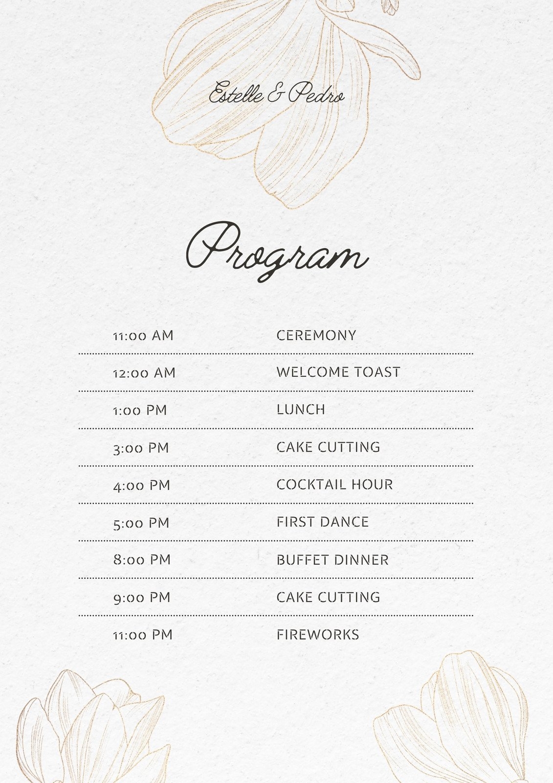 Page 2 Free Custom Printable Wedding Program Templates Canva