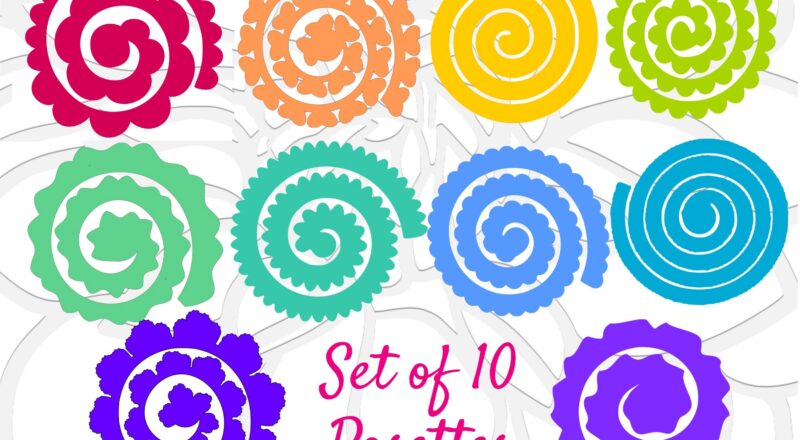 Paper Flower Rolled Rosette Templates Printable PDF Rolled Rosettes Templates Instant Download Set Of 10 Etsy