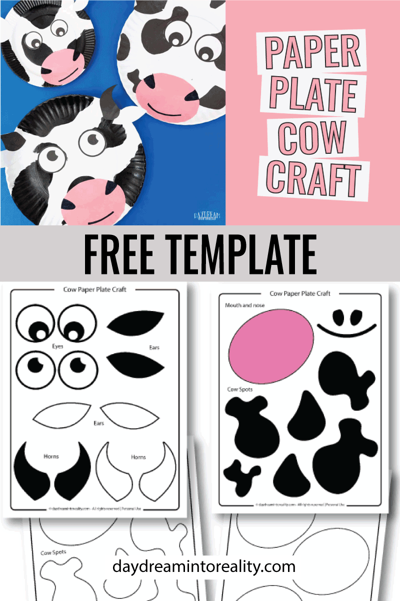 Paper Plate Cow Craft Free PDF Template Daydream Into Reality