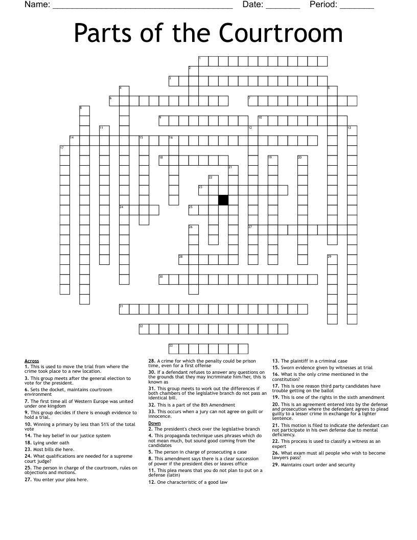 Parts Of The Courtroom Crossword WordMint Parts Of The Courtroom Crossword WordMint