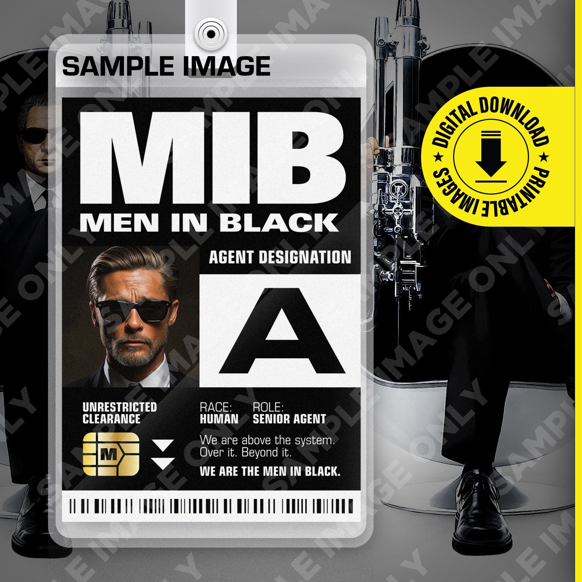 PDF Download Custom MIB Special Agent Men In Black ID Badge Card Halloween Cosplay Costume Name Tag Card Size 2 375 In X 3 375 In Etsy New Zealand