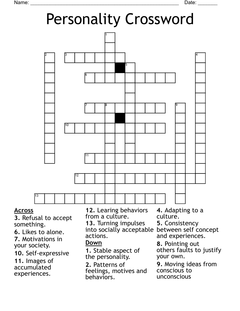 Personality Crossword WordMint