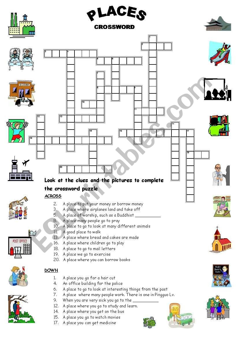 Places Crossword ESL Worksheet By Mysouldances Places Crossword ESL Worksheet By Mysouldances