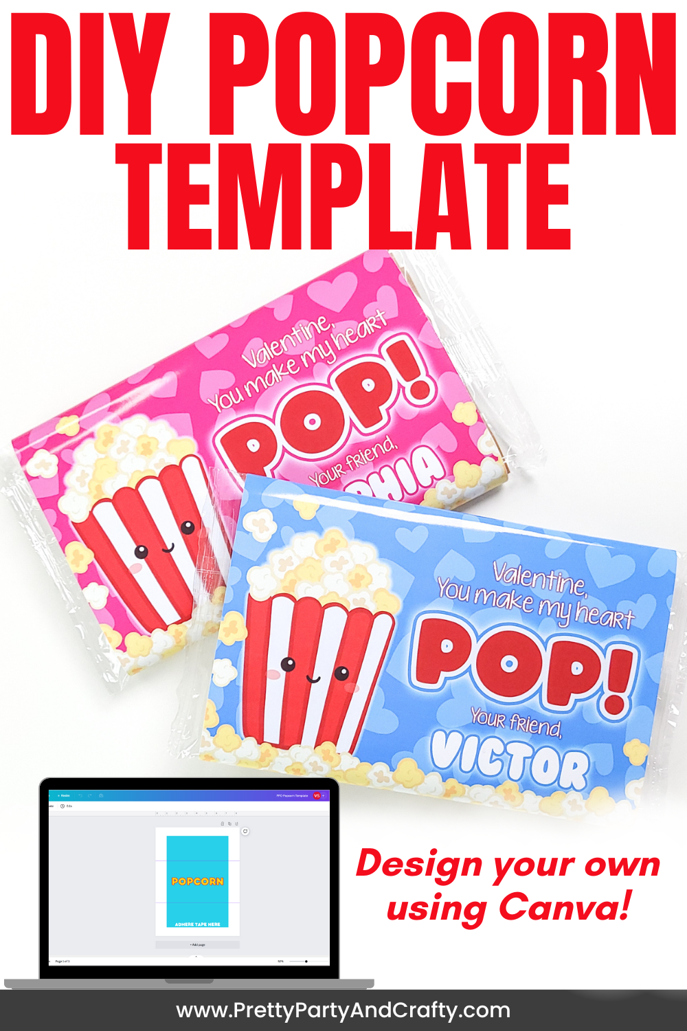 Popcorn Template Printable Wrapper Pretty Party Crafty