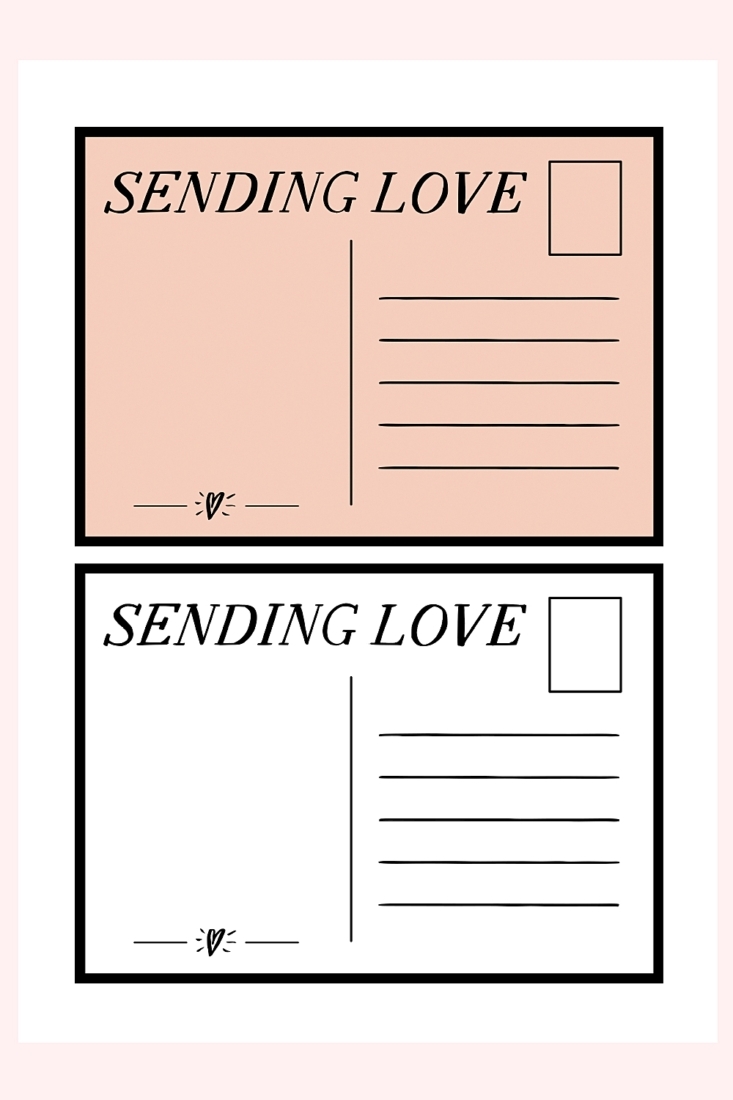 Postcard Printable Sending Love Free Template On Maritza Lisa