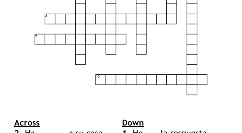 Present Perfect Crossword WordMint