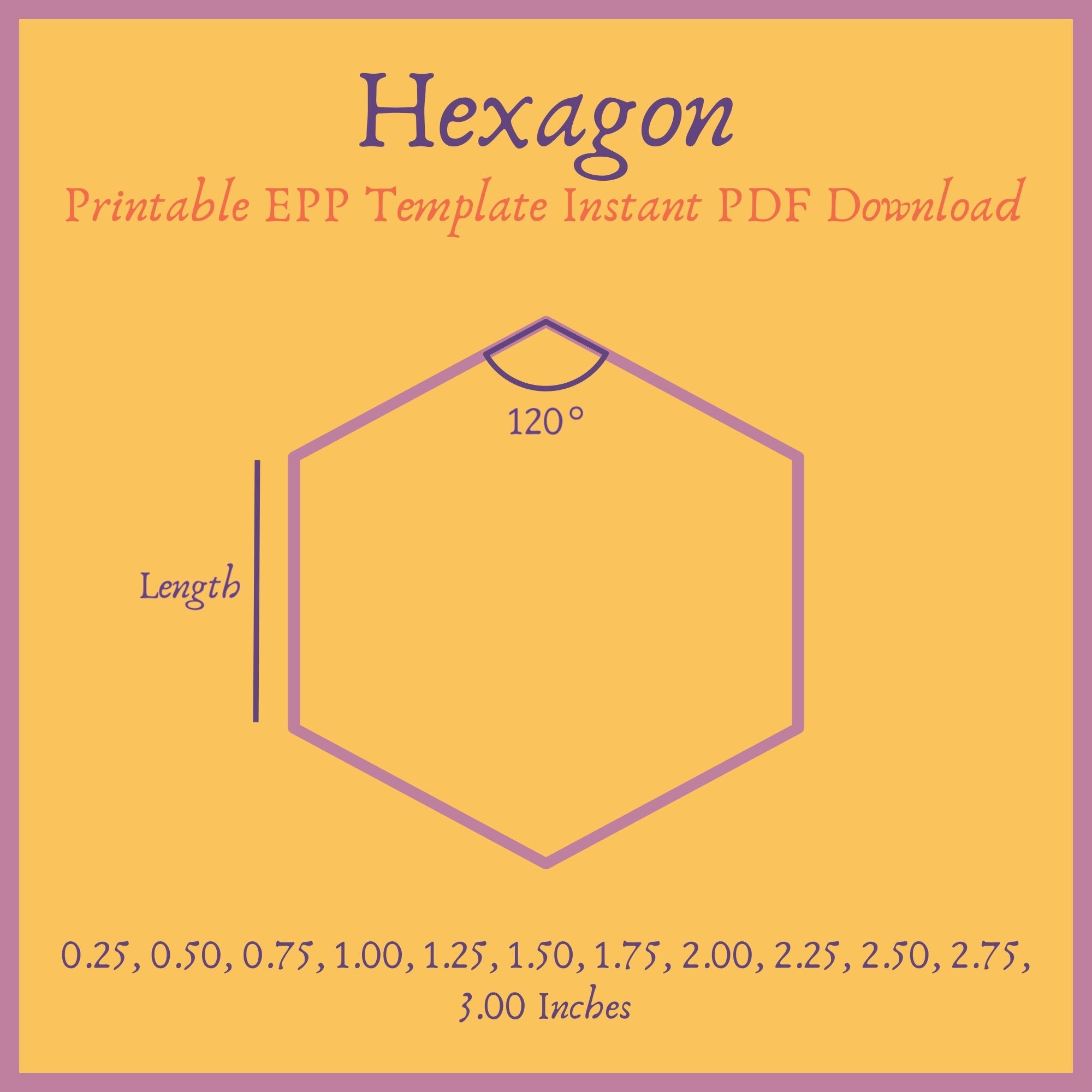 Printable 120 Degree Hexagon EPP Template Instant PDF Download Etsy Israel