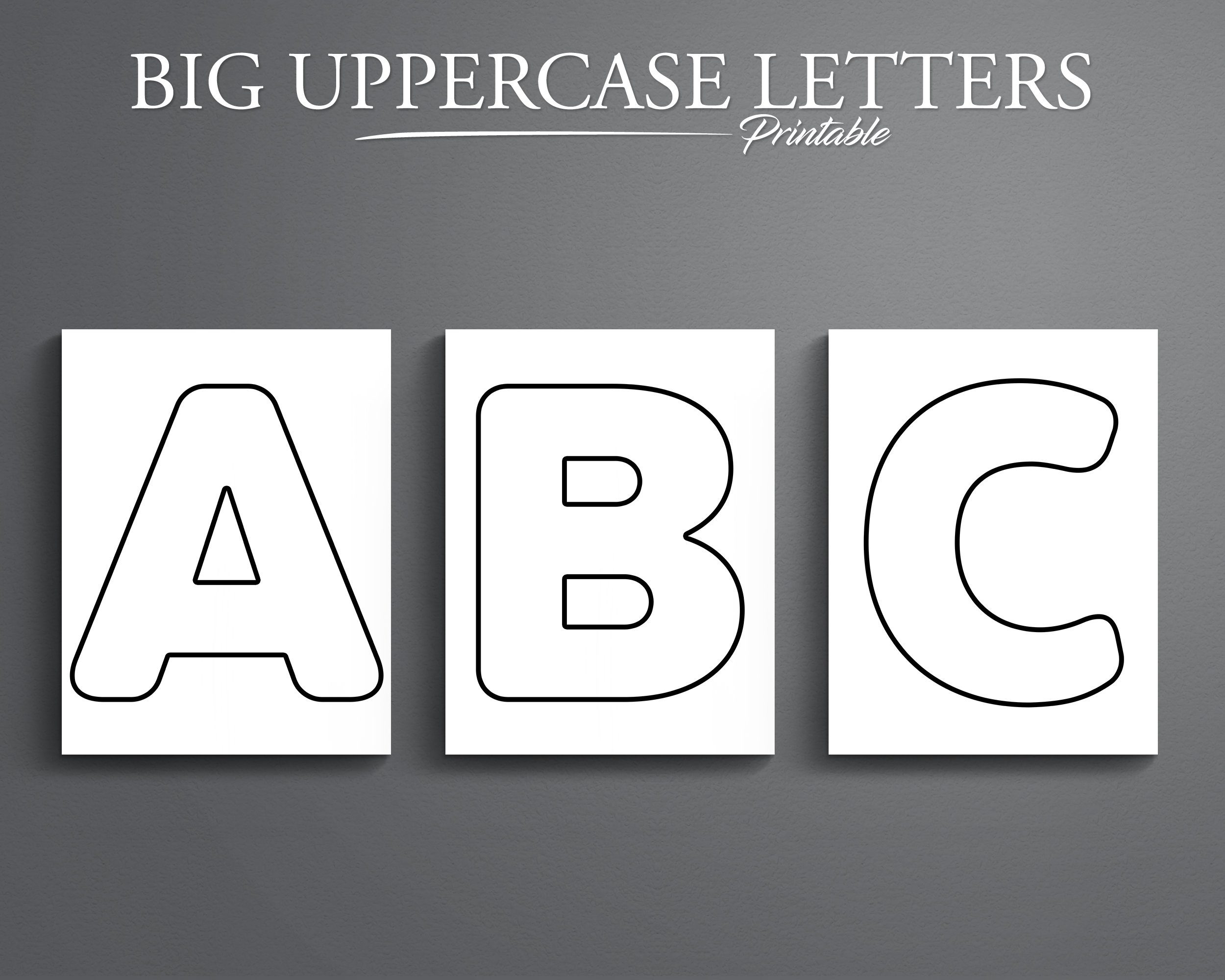 Printable Big Uppercase Letters Printable Alphabet 26 Pages Etsy Printable Big Uppercase Letters Printable Alphabet 26 Pages Etsy