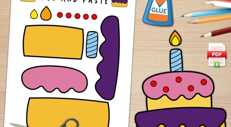 Printable Birthday Cake Craft Template For Kids Birthday Activities Birthday Cake Paper Craft Build A Cake US Letter Size A4 Size Etsy