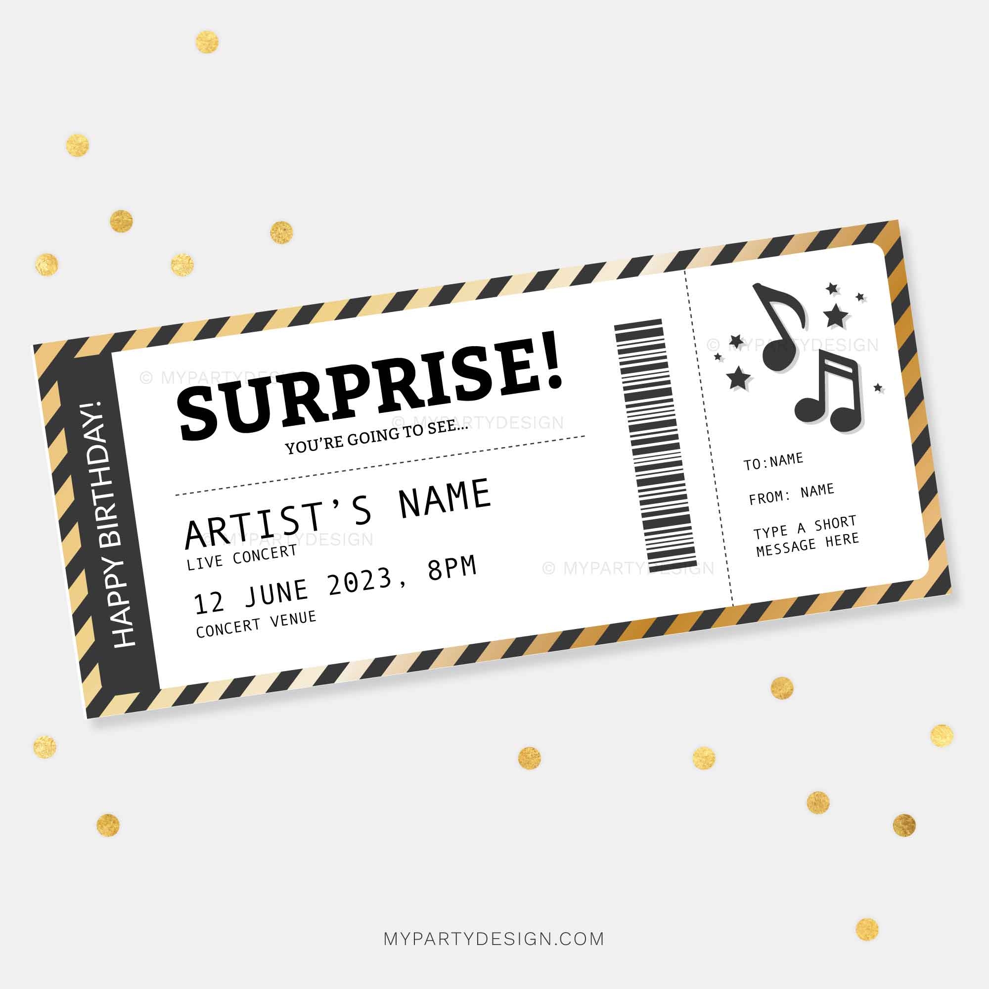 Printable Concert Ticket Template My Party Design