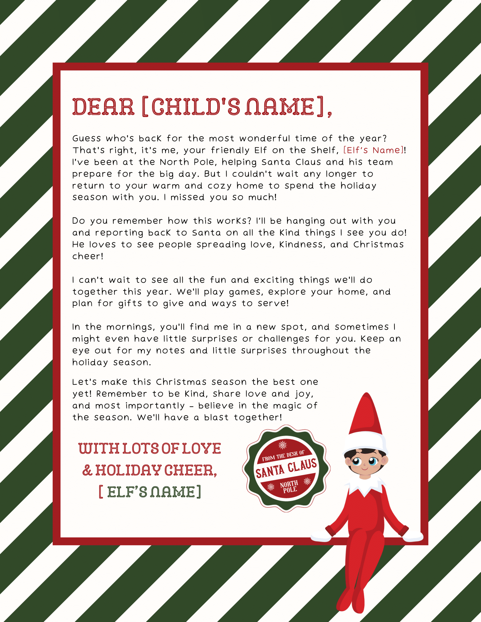 Printable Editable Letter Elf Letter Friday We re In Love