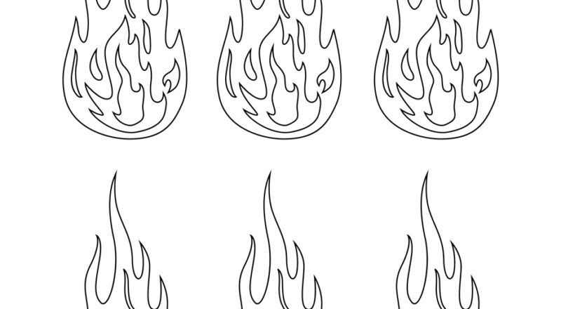 Printable Flame Stickers Flame Templates Flame Shapes