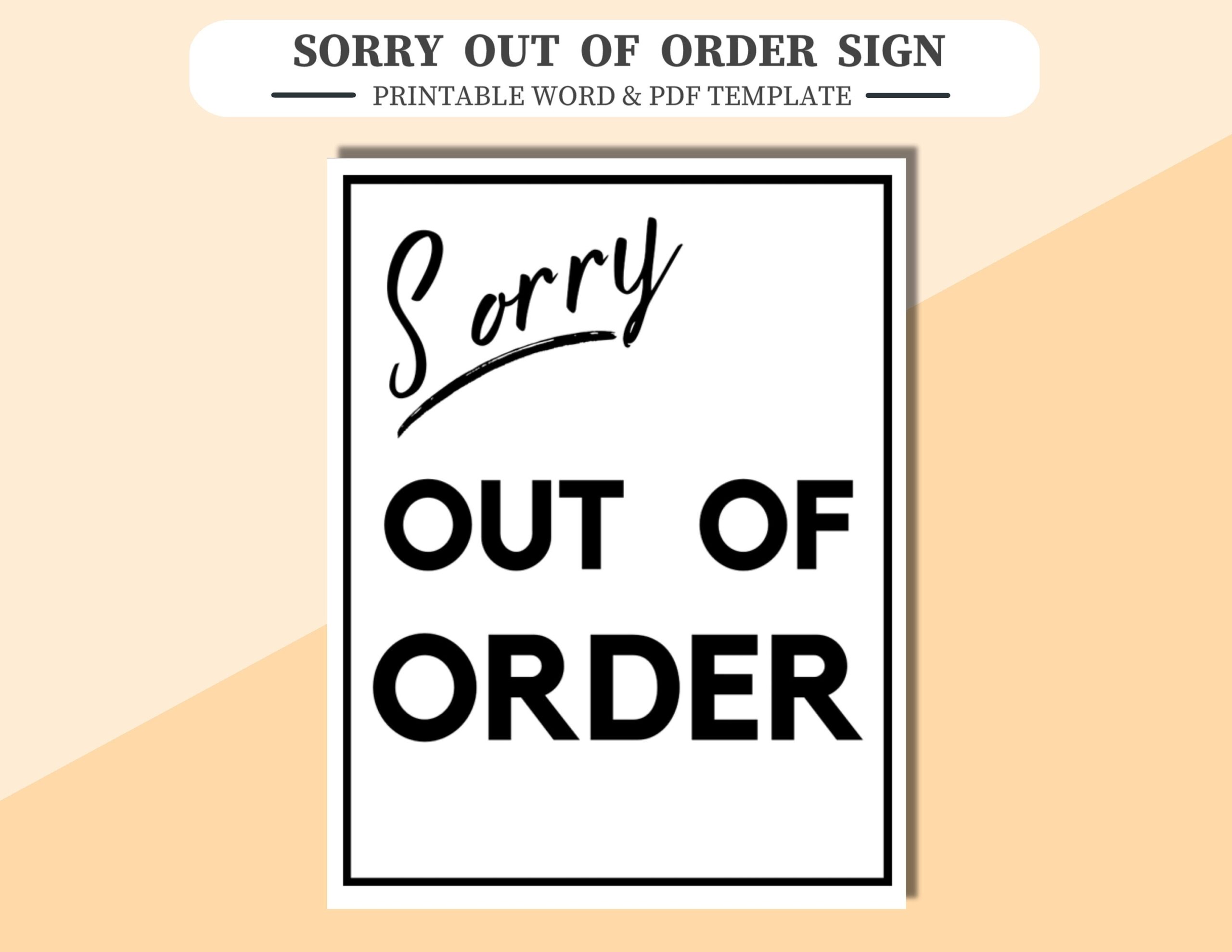 out of order sign printable out of order sign printable