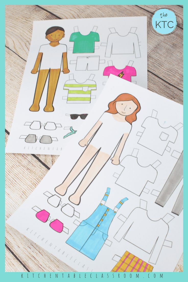 Printable Paper Doll Templates Color And Play The Kitchen Table Classroom