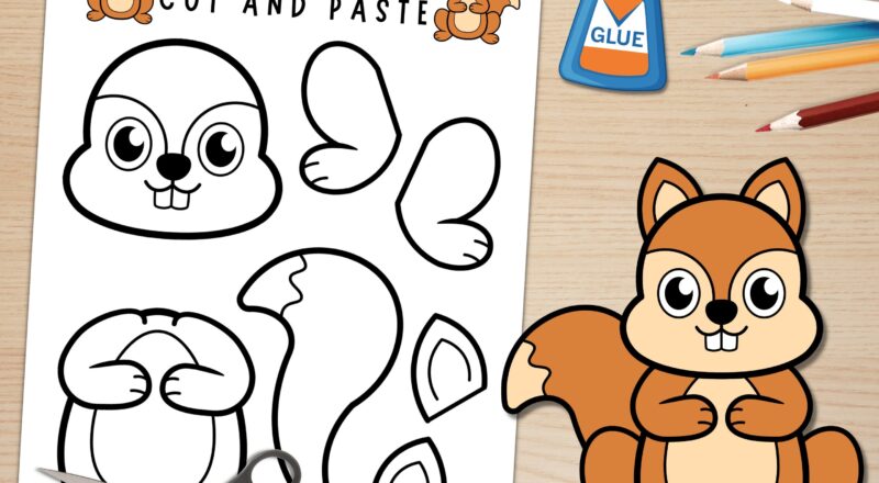 Printable Squirrel Craft Template Forest Animal Craft Fall Activities Color Cut And Paste Paper Squirrel Instant Download Etsy