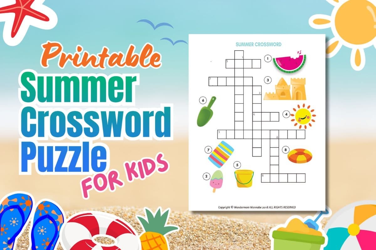 Printable Summer Crossword Puzzle For Kids