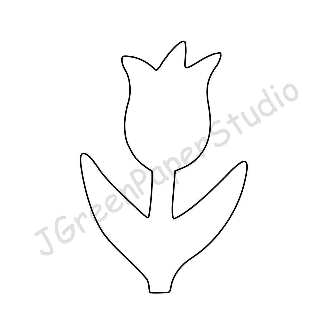 Printable Tulip Template pdf Digital Download Tulip Kids Coloring Page Kids Crafts Stencil 7 Inch Tulip DIY Craft Etsy
